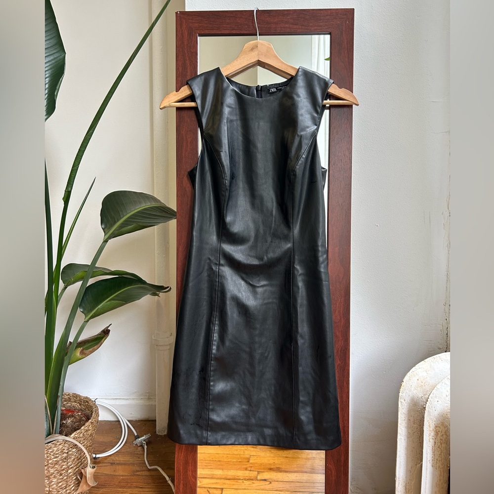 Zara Mini Black Dress Faux Leather